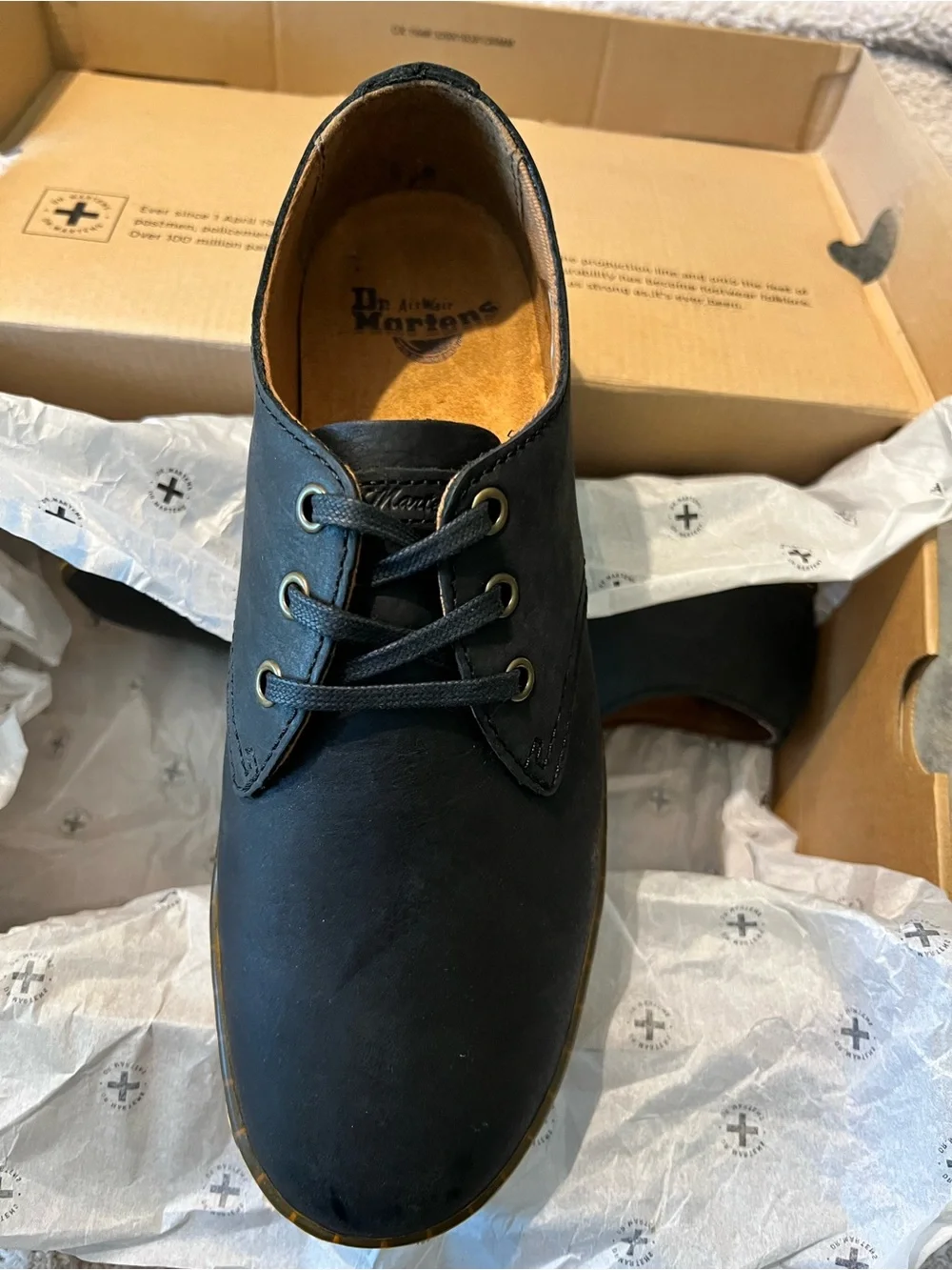 Dr. Martens Black Leather Coronado Oxford with Yellow Stitching